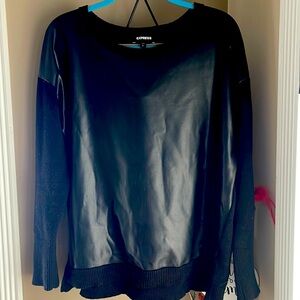 Express leather look sweater black Large